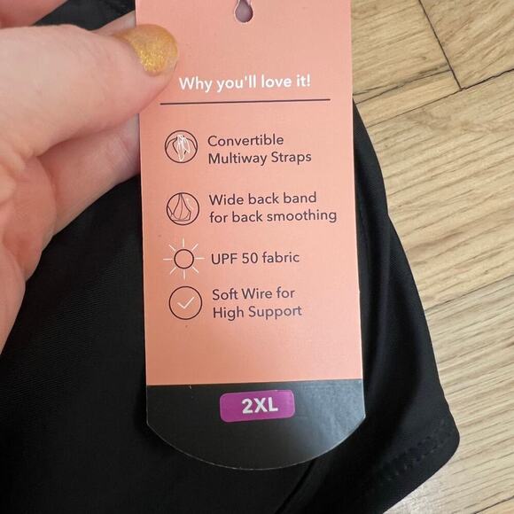 NEW Shapermint Women's 2XL Black Full Coverage Halter Bikini Top Shape Swim Sexy - Picture 6 of 9